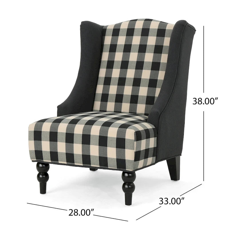 28-Inch High-Back Upholstered Club Chair with Birch Legs