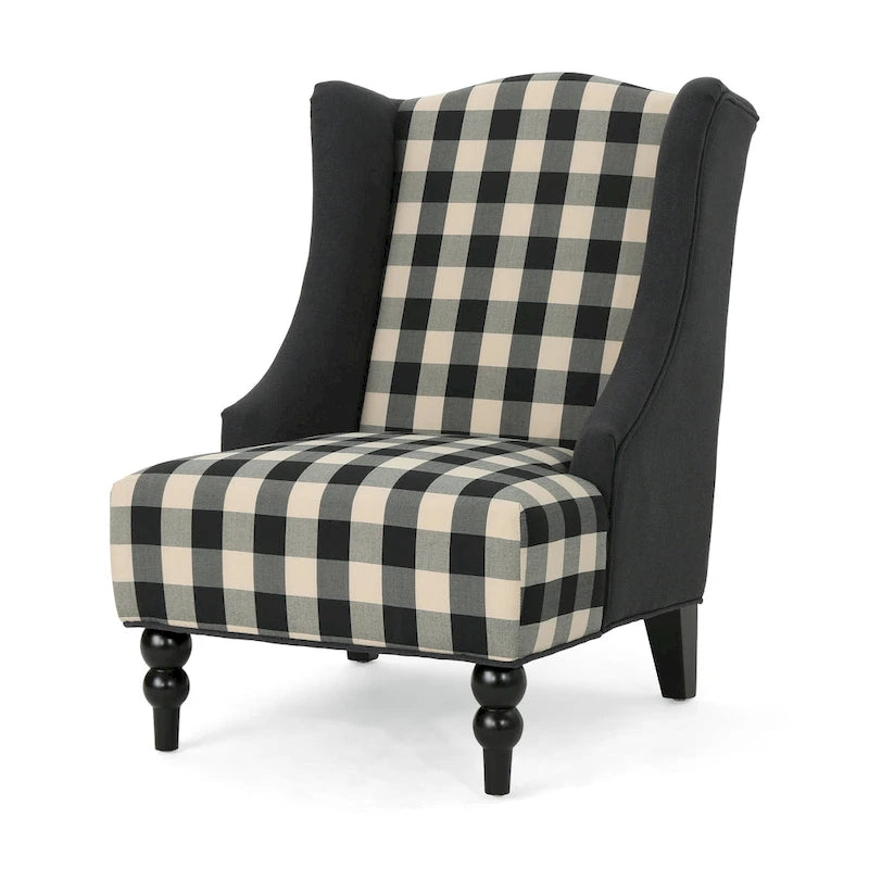 28-Inch High-Back Upholstered Club Chair with Birch Legs