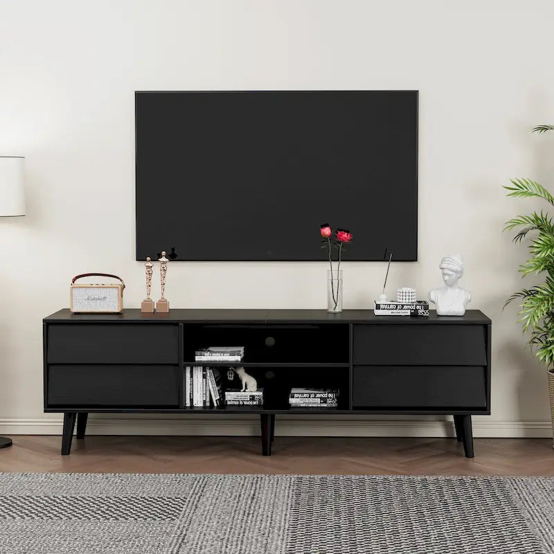 Mueble vintage para TV de 63 pulgadas con estantes y cajones para televisores de hasta 60 pulgadas