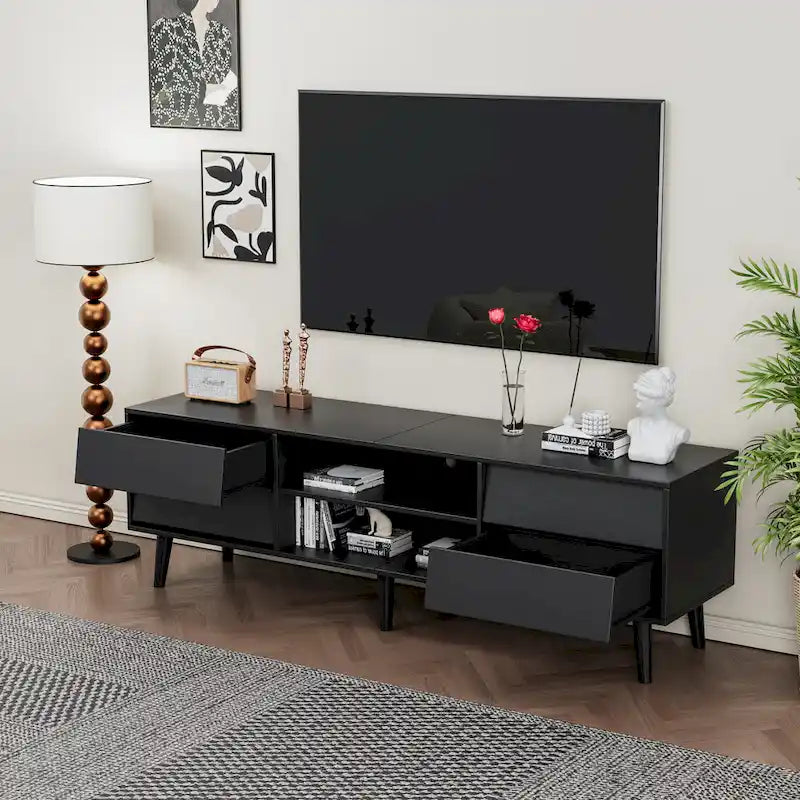 63-Inch Vintage TV Stand with Shelves and Drawers for TVs up to 60 Inches
