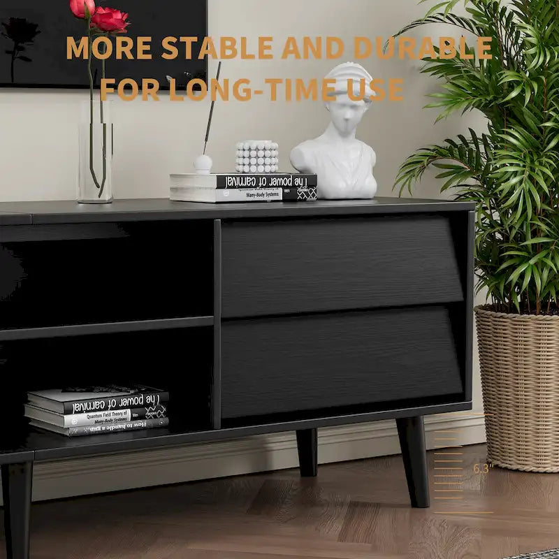 63-Inch Vintage TV Stand with Shelves and Drawers for TVs up to 60 Inches