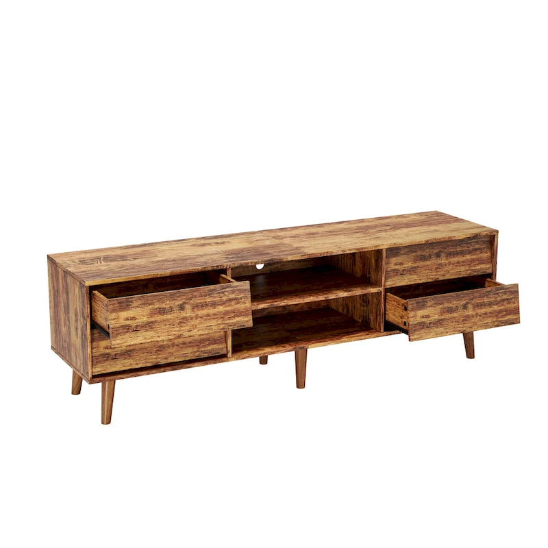 63-Inch Vintage TV Stand with Shelves and Drawers for TVs up to 60 Inches
