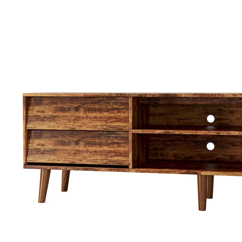 63-Inch Vintage TV Stand with Shelves and Drawers for TVs up to 60 Inches