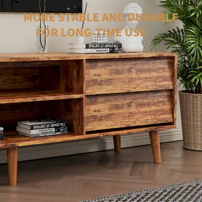63-Inch Vintage TV Stand with Shelves and Drawers for TVs up to 60 Inches