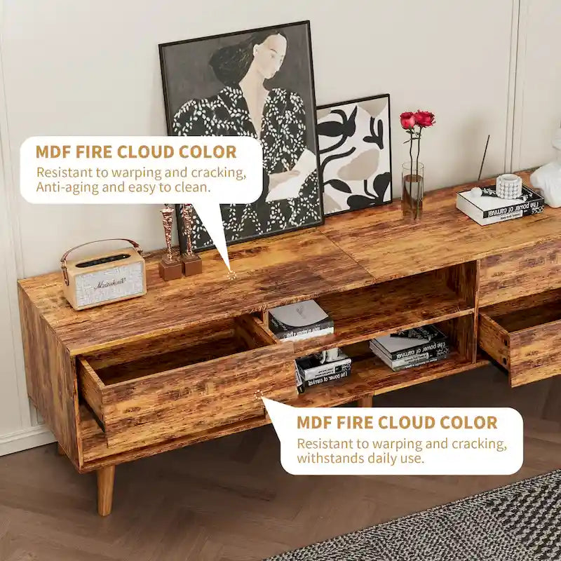 63-Inch Vintage TV Stand with Shelves and Drawers for TVs up to 60 Inches