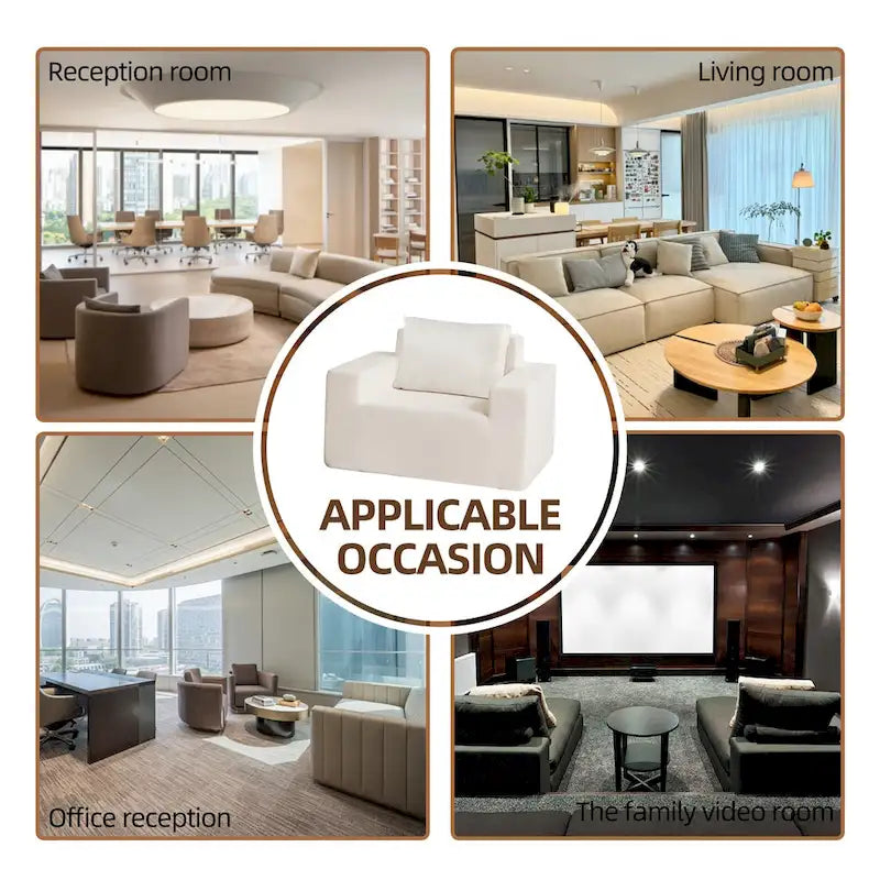 Poltrona decorativa moderna in rovere bianco americano da 40.2 pollici con cuscino