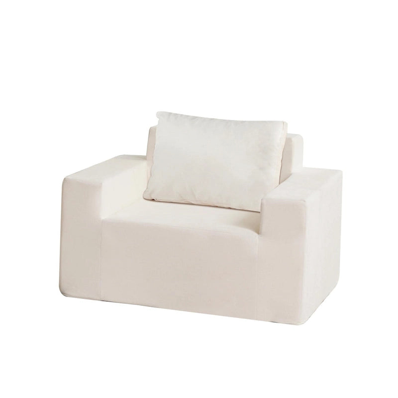 Poltrona decorativa moderna in rovere bianco americano da 40.2 pollici con cuscino