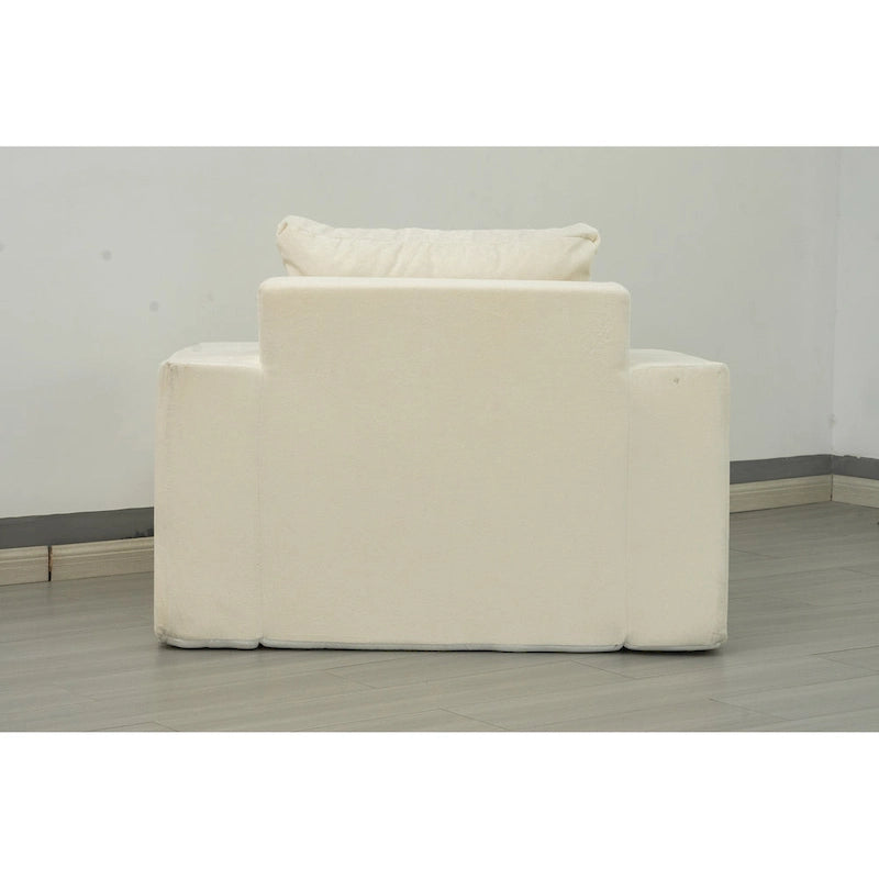 Poltrona decorativa moderna in rovere bianco americano da 40.2 pollici con cuscino
