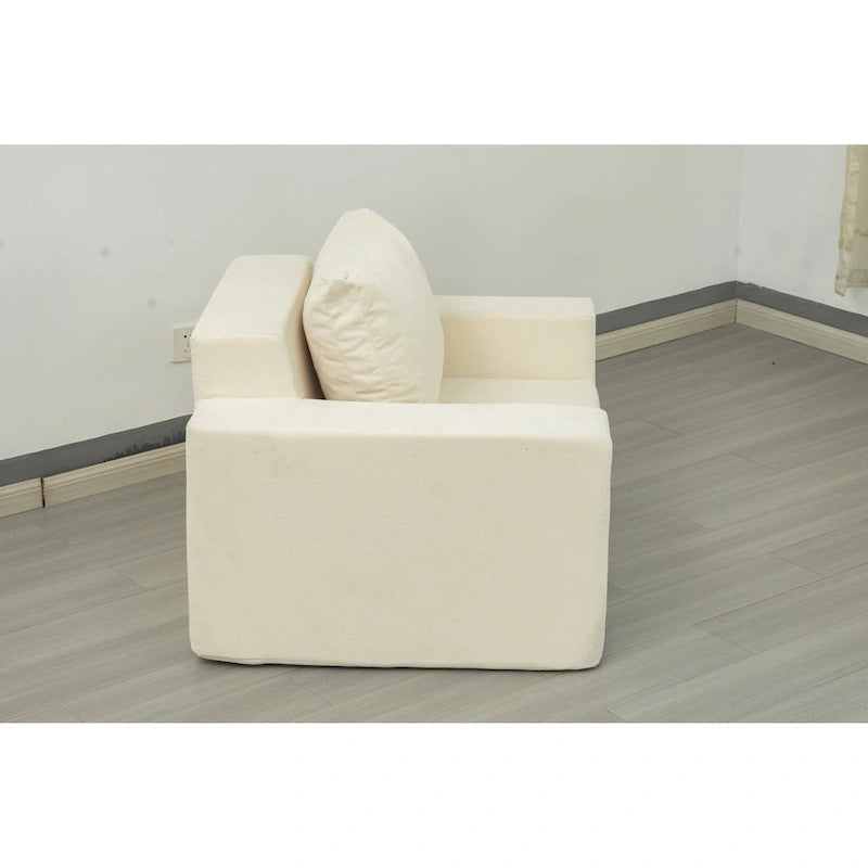 Poltrona decorativa moderna in rovere bianco americano da 40.2 pollici con cuscino