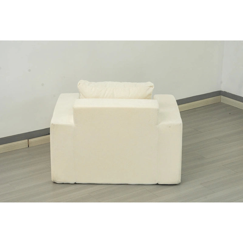 Poltrona decorativa moderna in rovere bianco americano da 40.2 pollici con cuscino