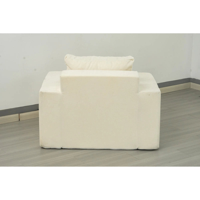 Poltrona decorativa moderna in rovere bianco americano da 40.2 pollici con cuscino