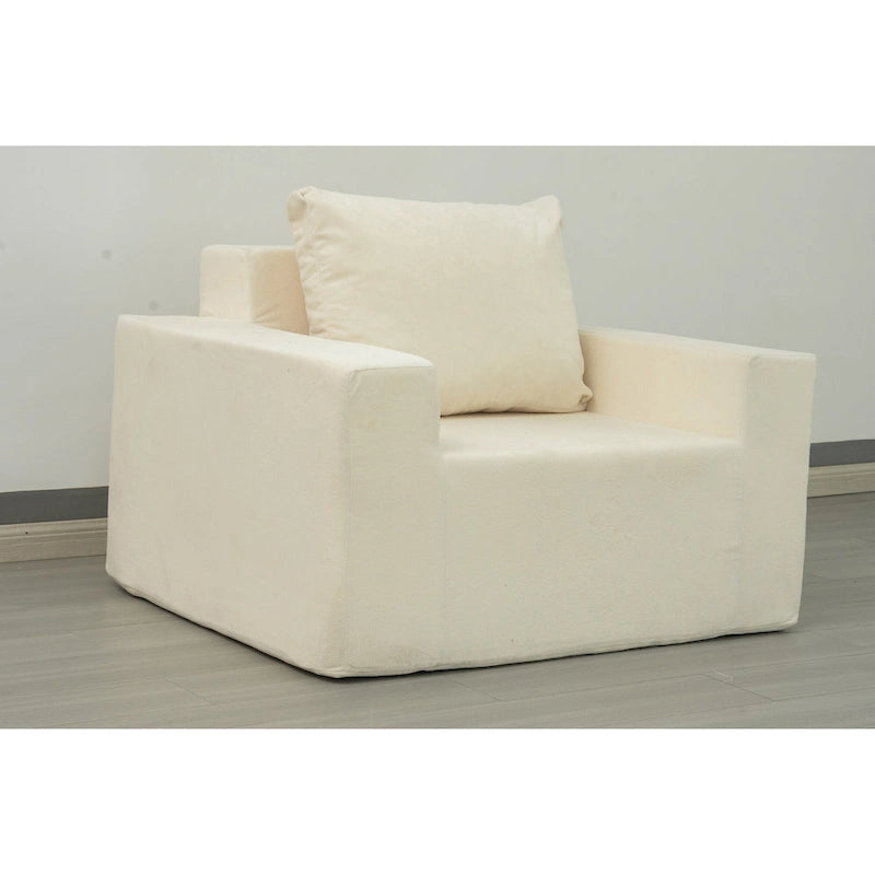 Poltrona decorativa moderna in rovere bianco americano da 40.2 pollici con cuscino