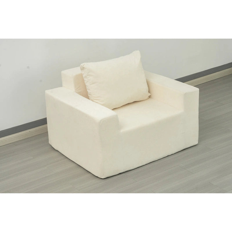 Poltrona decorativa moderna in rovere bianco americano da 40.2 pollici con cuscino