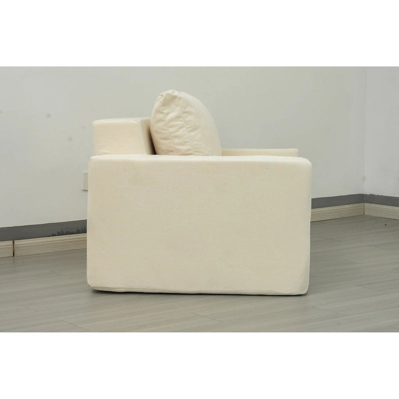 Poltrona decorativa moderna in rovere bianco americano da 40.2 pollici con cuscino