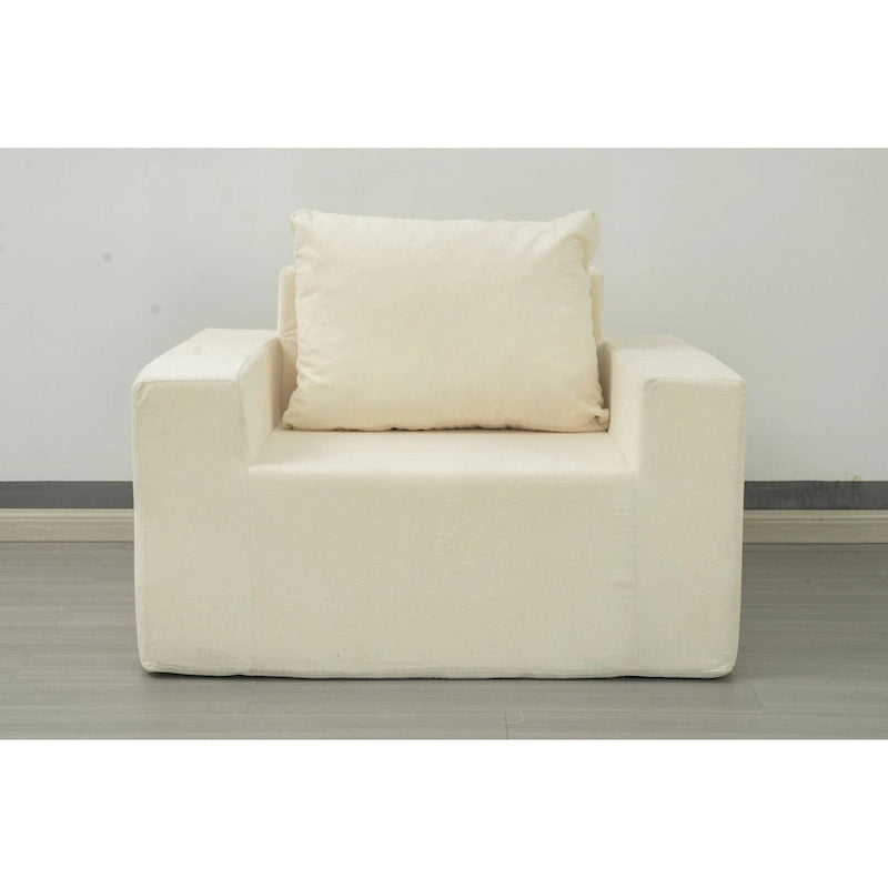 Poltrona decorativa moderna in rovere bianco americano da 40.2 pollici con cuscino