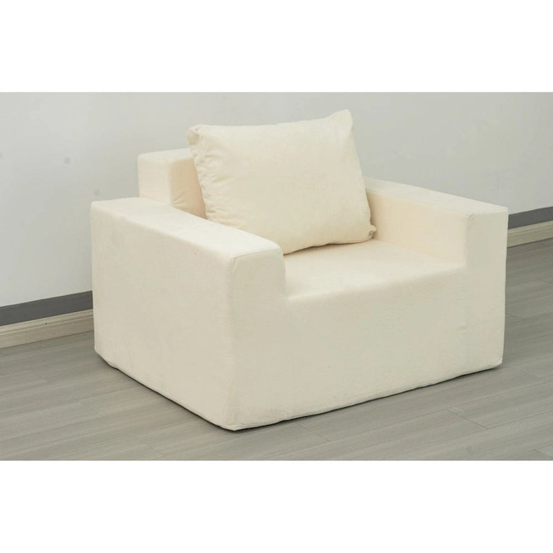 Poltrona decorativa moderna in rovere bianco americano da 40.2 pollici con cuscino