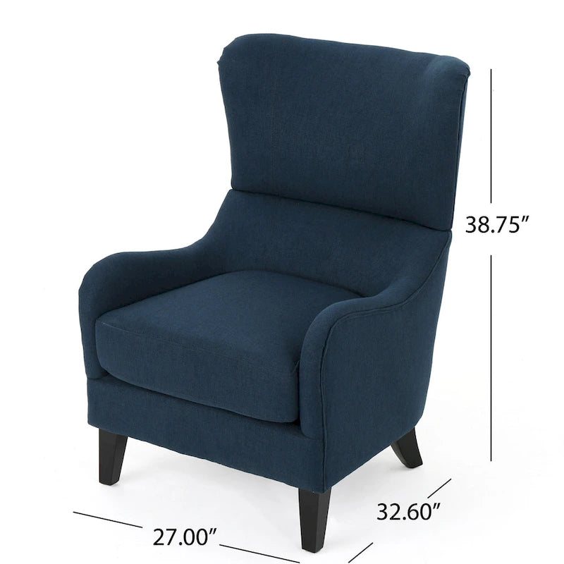 Fauteuil d’appoint à dossier haut de 27 pouces avec dossier enveloppant et pieds en bouleau