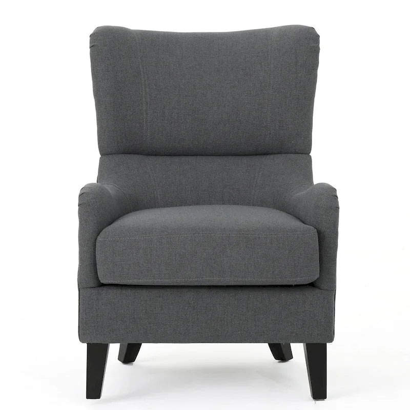 Fauteuil d’appoint à dossier haut de 27 pouces avec dossier enveloppant et pieds en bouleau
