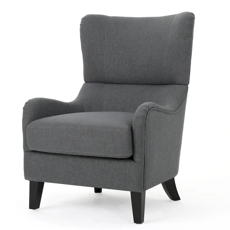 Fauteuil d’appoint à dossier haut de 27 pouces avec dossier enveloppant et pieds en bouleau