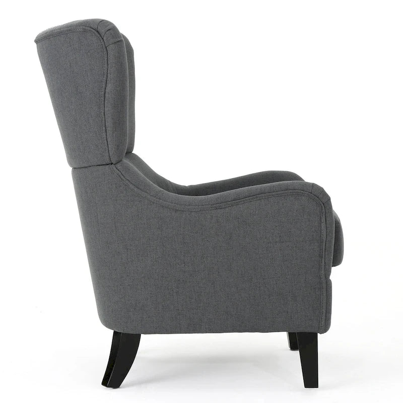Fauteuil d’appoint à dossier haut de 27 pouces avec dossier enveloppant et pieds en bouleau