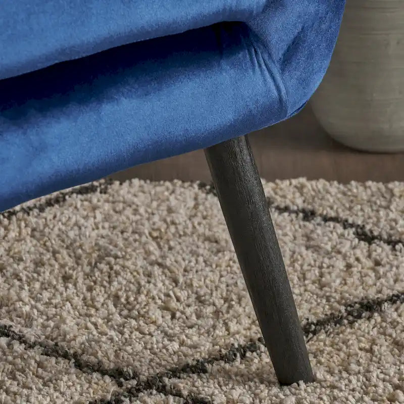 Marineblauer Samt-Sessel mit Flügelrücken, 34,25 Zoll