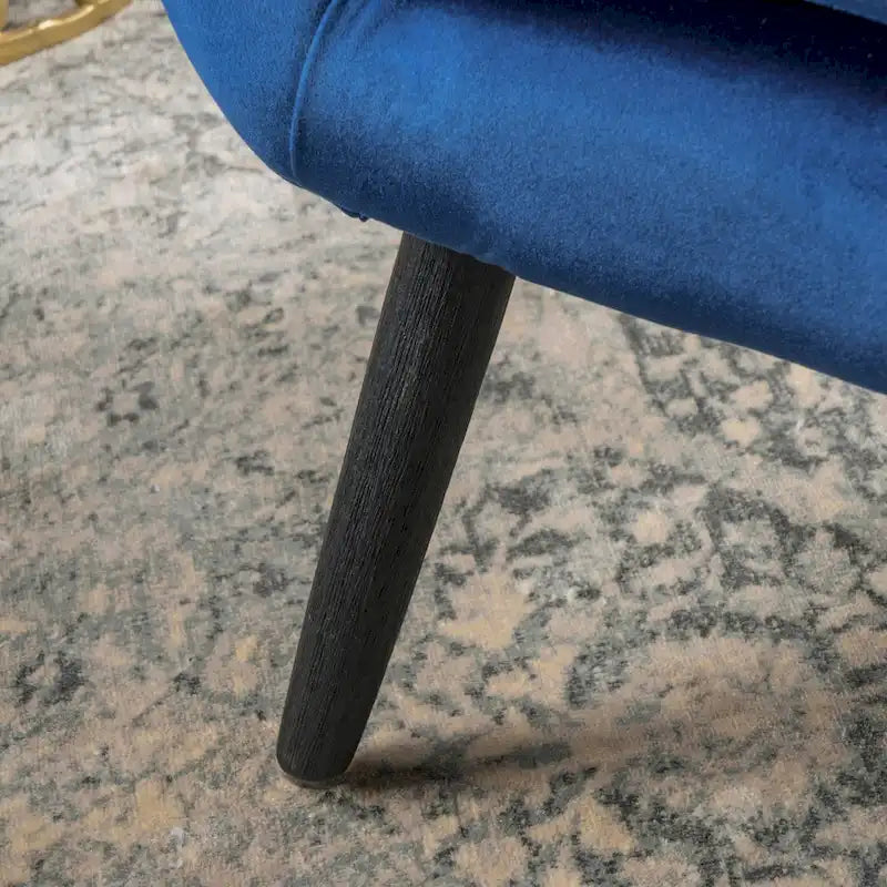 Marineblauer Samt-Sessel mit Flügelrücken, 34,25 Zoll