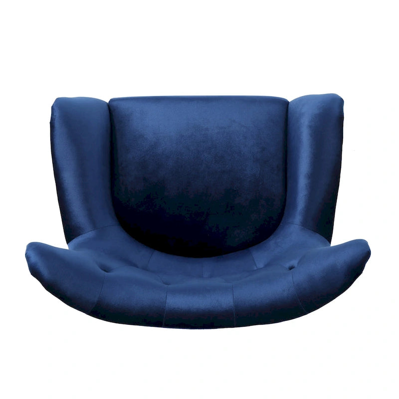 Marineblauer Samt-Sessel mit Flügelrücken, 34,25 Zoll