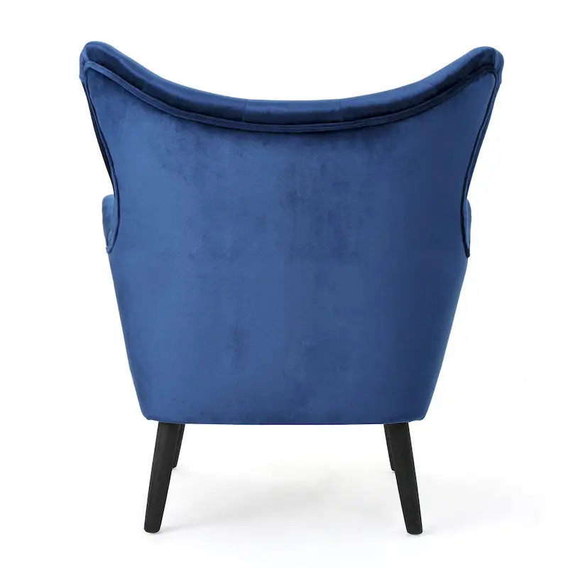 Marineblauer Samt-Sessel mit Flügelrücken, 34,25 Zoll