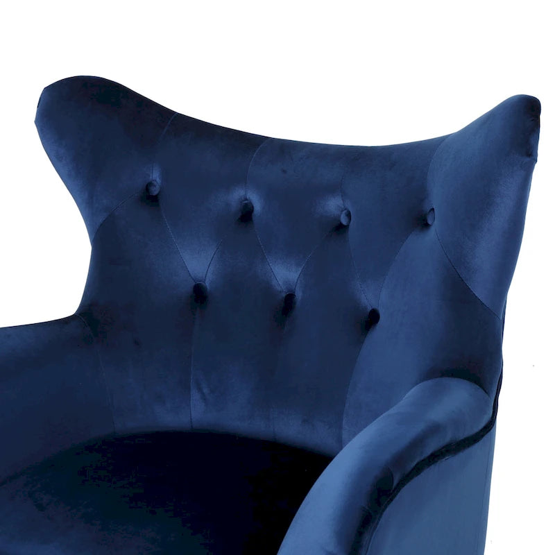 Marineblauer Samt-Sessel mit Flügelrücken, 34,25 Zoll