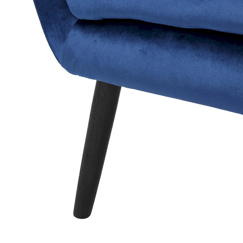 Marineblauer Samt-Sessel mit Flügelrücken, 34,25 Zoll