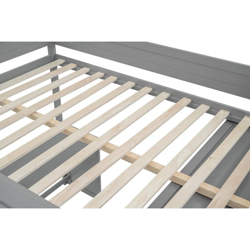 Hochbett aus Holz in voller Größe mit Kleiderschränken und Schreibtisch mit 2 Schubladen und Schrank