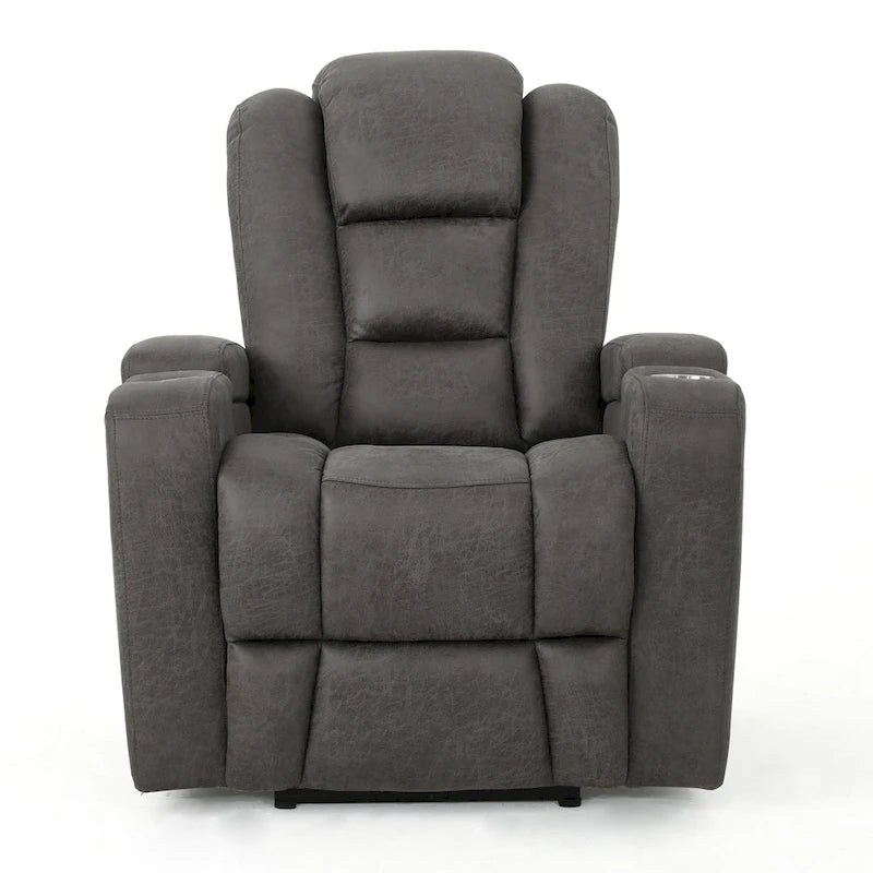 Sillón reclinable eléctrico estándar de 33 pulgadas de ancho con almacenamiento en los brazos y USB, color pizarra