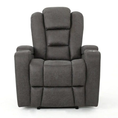 84 cm breiter elektrischer Standard-Relaxsessel mit Armlehnenstauraum und USB, Schiefergrau