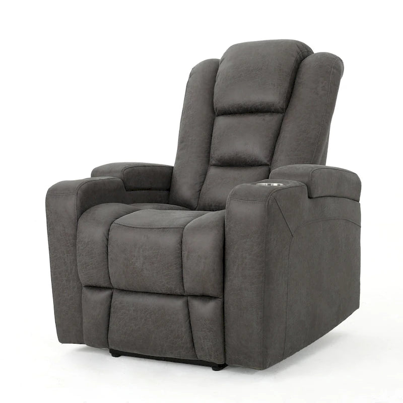 Sillón reclinable eléctrico estándar de 33 pulgadas de ancho con almacenamiento en los brazos y USB, color pizarra
