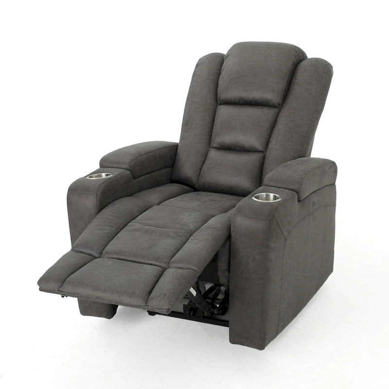 Sillón reclinable eléctrico estándar de 33 pulgadas de ancho con almacenamiento en los brazos y USB, color pizarra