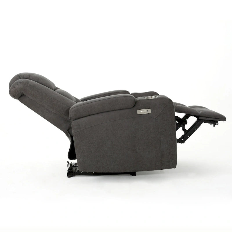 Sillón reclinable eléctrico estándar de 33 pulgadas de ancho con almacenamiento en los brazos y USB, color pizarra