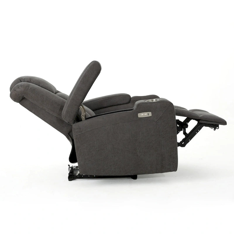 Sillón reclinable eléctrico estándar de 33 pulgadas de ancho con almacenamiento en los brazos y USB, color pizarra