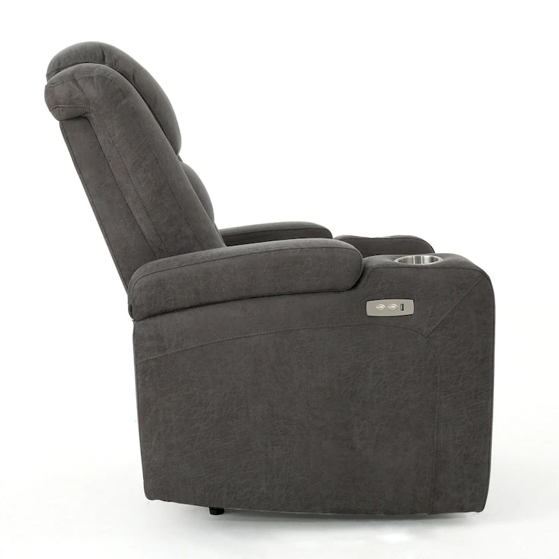 Sillón reclinable eléctrico estándar de 33 pulgadas de ancho con almacenamiento en los brazos y USB, color pizarra