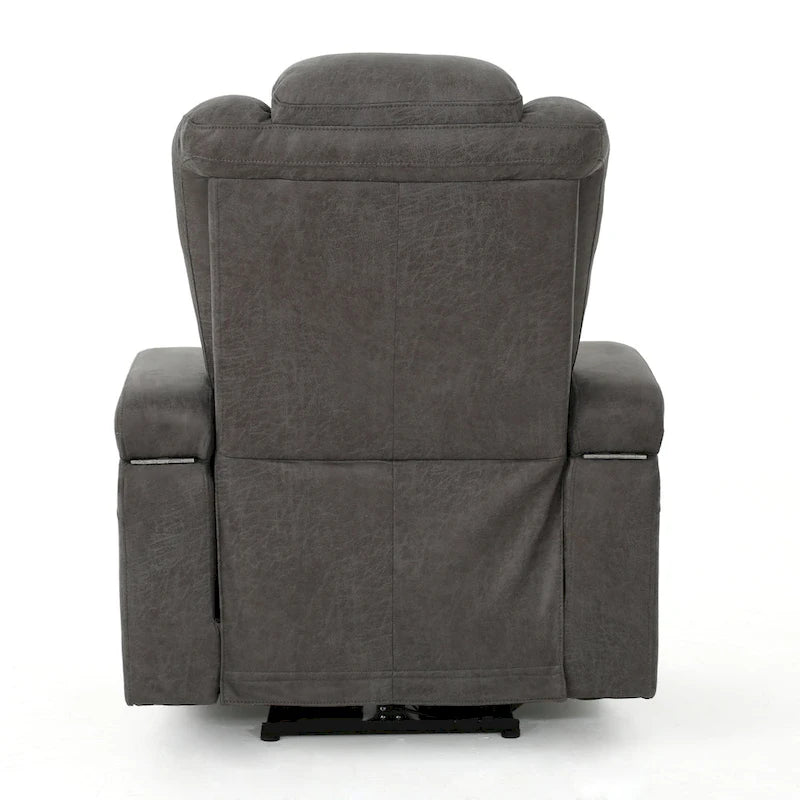 Sillón reclinable eléctrico estándar de 33 pulgadas de ancho con almacenamiento en los brazos y USB, color pizarra