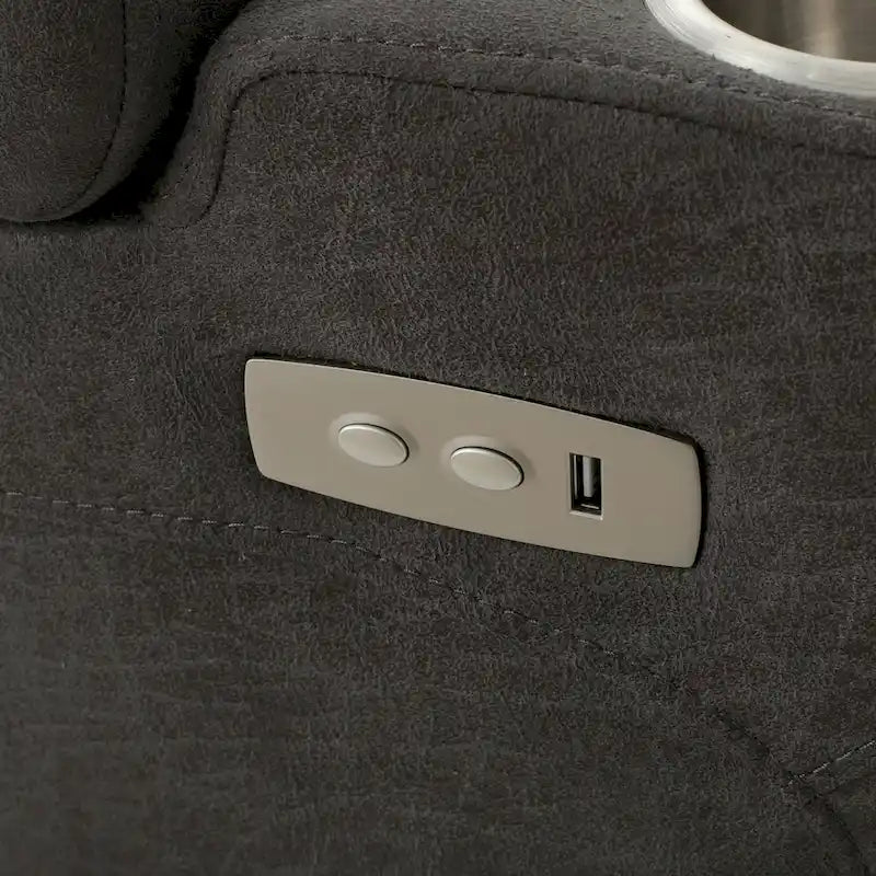 Sillón reclinable eléctrico estándar de 33 pulgadas de ancho con almacenamiento en los brazos y USB, color pizarra