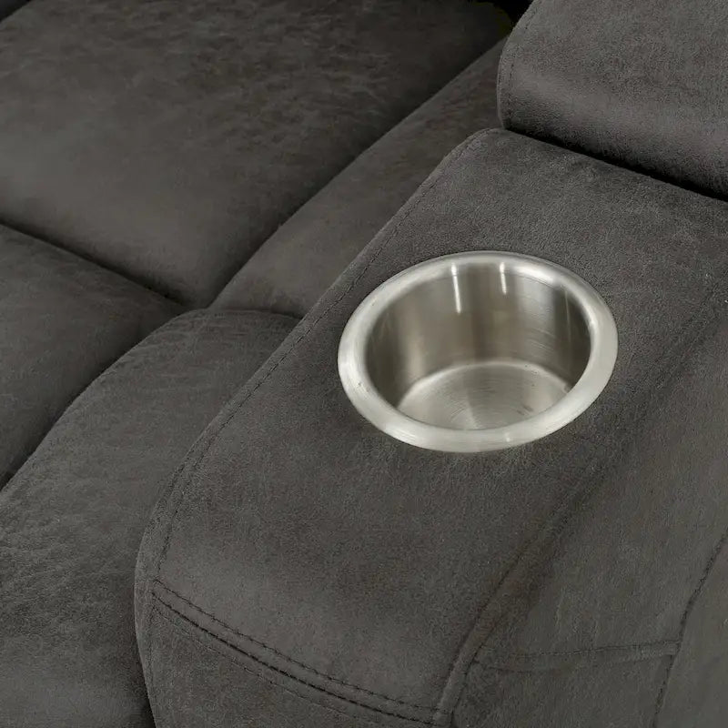 Sillón reclinable eléctrico estándar de 33 pulgadas de ancho con almacenamiento en los brazos y USB, color pizarra