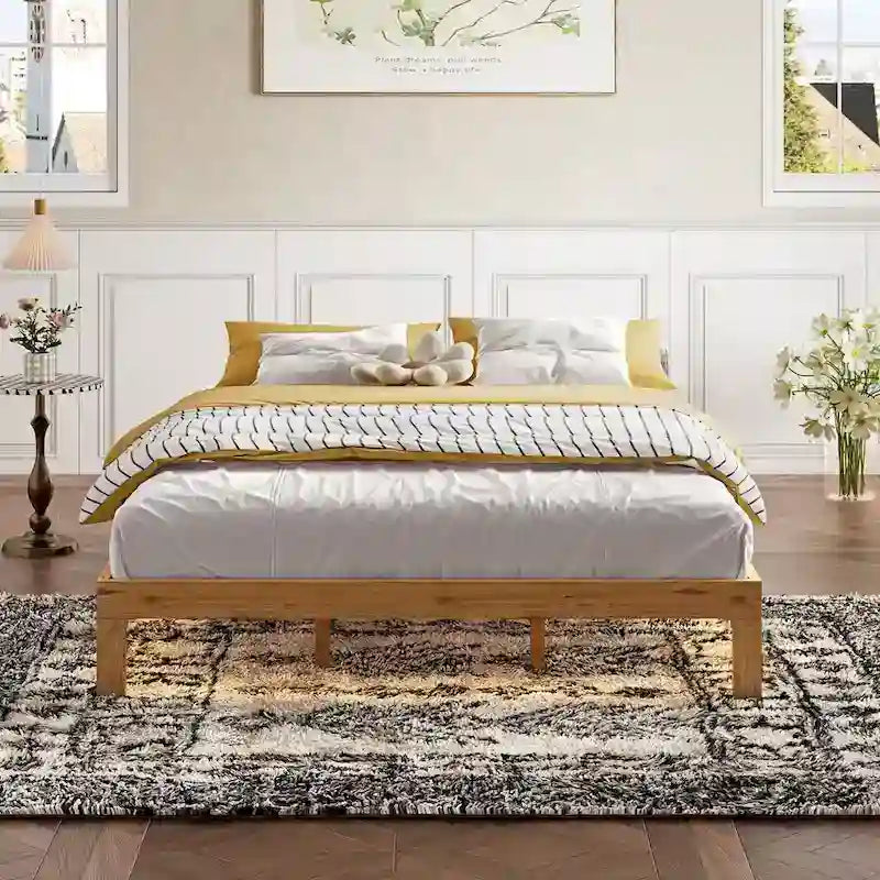 Lit plateforme en bois queen size avec support à lattes