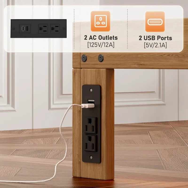 Lit plateforme en bois queen size avec support à lattes