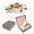 Schmuckkästchen mit 2 Ebenen für Mädchen und Frauen als Geburtstagsgeschenk, Schmuck-Organizer aus PU-Leder mit Schublade und herausnehmbarem Schmucktablett