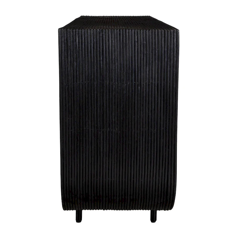 Consolle in rattan naturale con finitura nera e struttura in legno di mogano