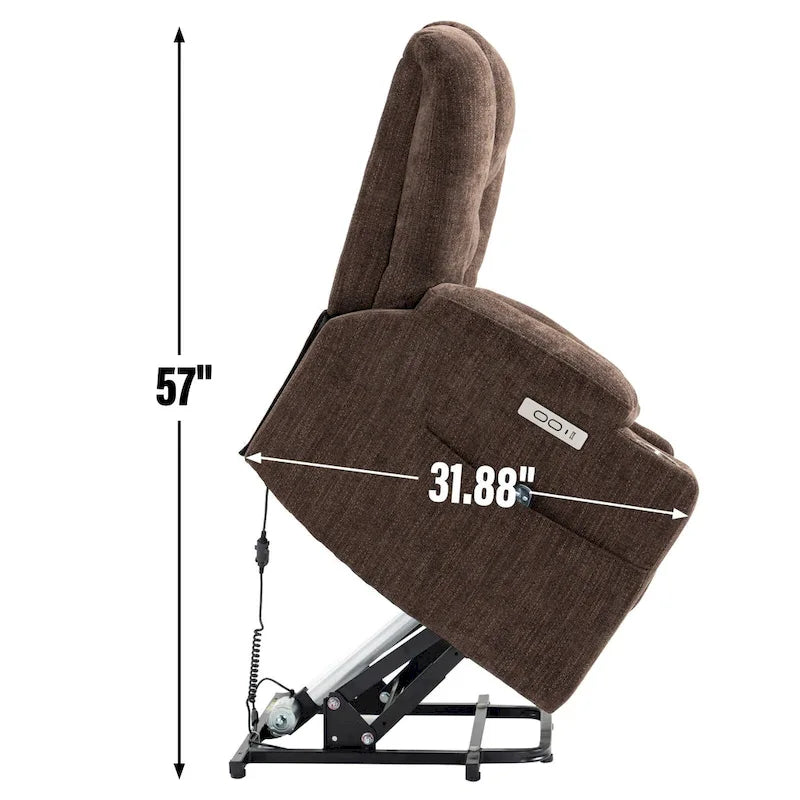 Fauteuil inclinable électrique avec fonction massage et chauffage, fauteuil inclinable large et rembourré avec ports USB et USB-C et 2 porte-gobelets en acier