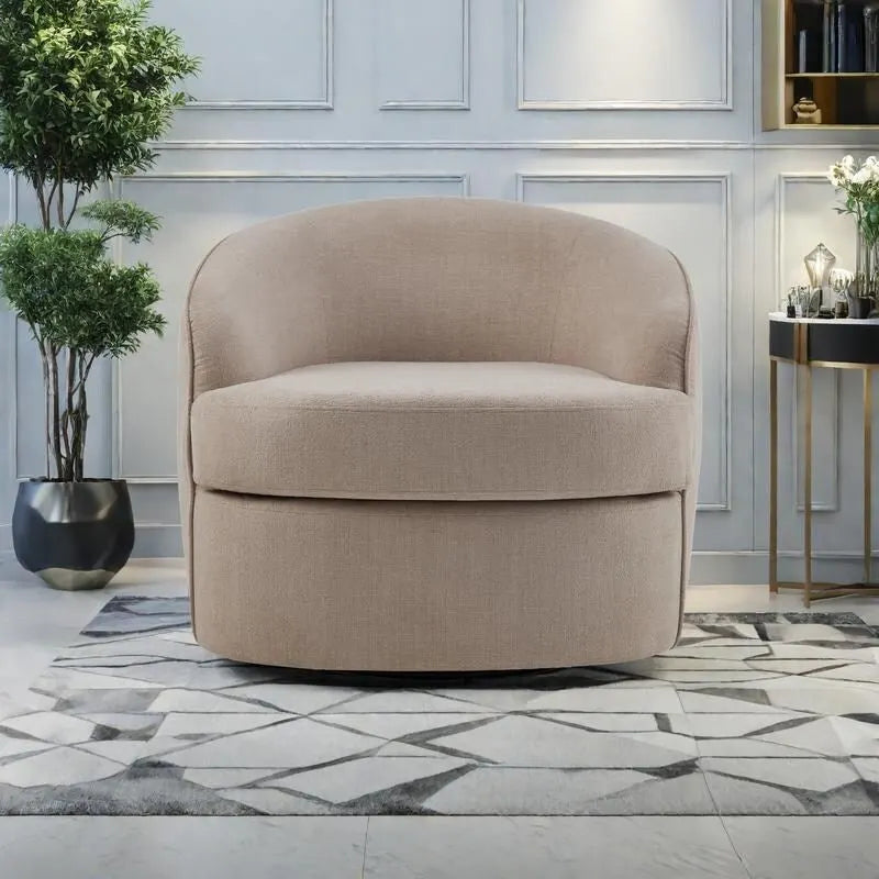 Drehbarer Fass-Sessel aus strapazierfähigem Stoff mit 360°-Drehfunktion und hochdichten Schaumstoffpolstern