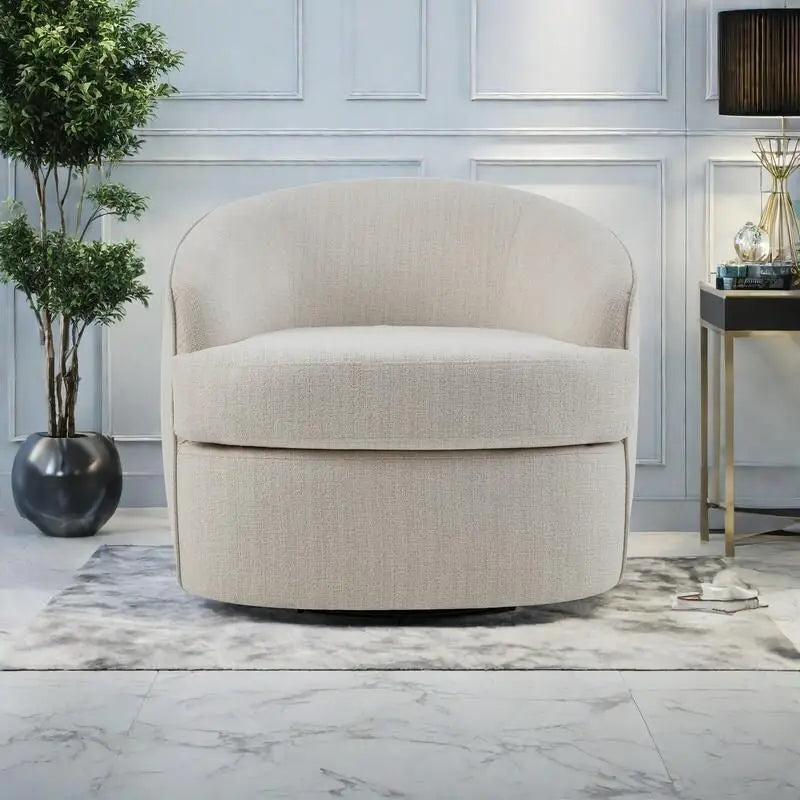 Performance Fabric 360 Swivel Barrel Chair with High-Density Foam Cushions