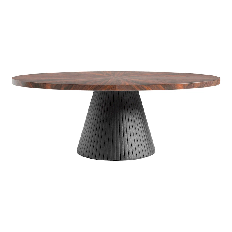 Tavolino da salotto ovale moderno marrone e nero