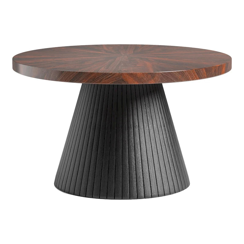 Table basse ovale moderne brune et noire